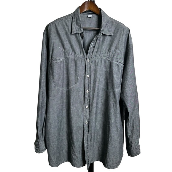 Marithe Francois Girbaud Other - Marithe Francois Girbaud Oversized Men's Large Gray Chambray Shirt Hip Hop 90s